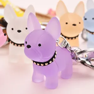 Schlüsselankunft Ankunft Gelee Farbe Französisch Kampfhund Schlüsselschnalle Acryl Doll Bag Anhänger Mädchen Geschenk Mode Schmuckketten