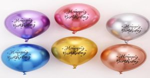 12 QUT28G Chrome Latex Balloon Print Happybirthday Birthday Decoration6203994