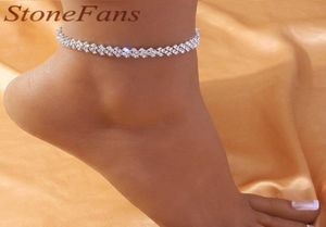 Stonefans Rhinestone Bohem Lozenge Anglet Braclet Bütün Kadınlar Hint Sevimli Çıplak Ayak Sandalet Plaj Mücevher Ayak Bileği Q068919581