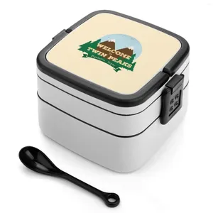 Dinnerware bem -vindo ao Twin Peaks Bento Box portátil Lunch Straw Storage Storage Twinpeaks _ TPPapproved