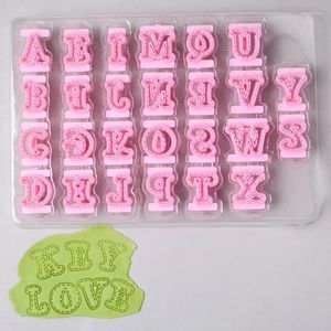 Baking Moulds 26pcs/set Alphabet Cake Molds Sugar Paste Letter Cookies Cutter Words Press Stamp Embossing Mould For Home DIY