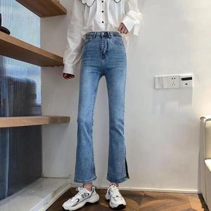 Women's Jeans Woman Pants High Waist Slit 2024 Straight Tight Stretch Light-Colored Pantalones Vaqueros Mujer