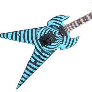 Gitarr VTYPE 6String Painted Electric Guitar, svart med grön färg, kan också anpassas i valfri färg