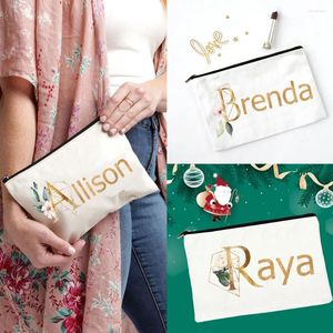 Cosmetic Bags Personalized Initial Make-up Toiletry Bag Makeup Bridesmaid Pouch Gifts For Her Custom Proposal