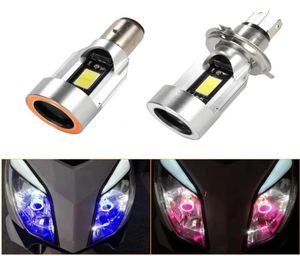 BluePink Angel Eye H4 LED Motorcykel strålkastare BA20D HS1 H6 Scooter Motorcykel Huvudlampa glödlampa DRL Tillbehör 1224V9399675