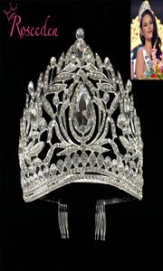 Miss Universe Philippines Crown Tiara Classic Silver Color Rhinestone Wedding Bridal Tiara Re998 Y2008076684047