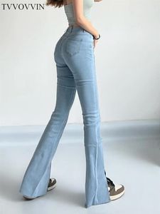 Women's Jeans TVVOVVIN Heavy Water Washed Mini Slacks Floor Dragging Denim Trousers Women Slim High Waist Girls Horseshoe HCS5