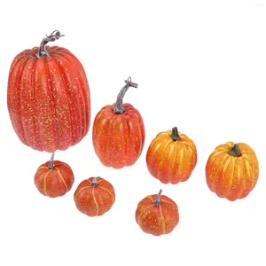 Decorative Flowers 7pcs Simulation Pumpkin Small Pumpkins Artificial Thanksgiving Autumn Theme Party Decoration Ornaments Yellow