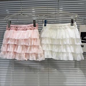 Signe Prepomp 2024 Summer Collection Lace Patchwork Polka Dot Mesh Mini Short Pleayed Skirt Women GP801