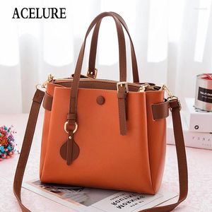 Acelure Zipper Acelure Hasp Senhoras elegantes coloras sólidas PU PU de couro Bolsas de ombro macias mulheres casuais Crossbody Messenger