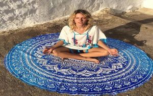 160cm Large Round Beach Towel Blue Lotus Flower Swimming Bath Towel Blue Peony Serviette Indian Mandala Tapestry Wall Hanging Thro8587700