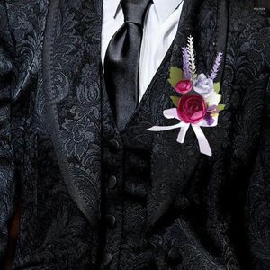 装飾的な花人工花のcorsageリアルな結婚式のブートニエール手首鮮やかな非幅のバラの厚い花びらのパーティー