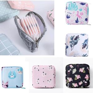 Storage Bags Simple Pattern Sanitary Pad Pouch Lovely Girls Organizer Purse Napkin Towel Women Cosmetic Makeup Small Case