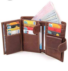 WHOLLE Germany Style Trifold Genuine Card Wallet Portafoglio in pelle per Men5288253