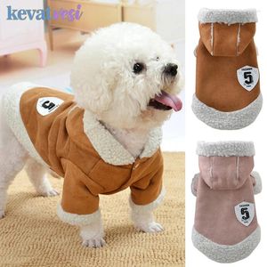 Dog Apparel Warm Clothes Fleece Thickened Puppy Hoodie Pet Coat For Small Medium Dogs Double-Layer Cotton-Padded Clothing Pets Supplies