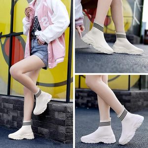 Casual Shoes Kvinnors hög-topp med stor storlek Tjocksolade Set Foot Socks Sport Outdoor Vulcanized Botas de Mujer