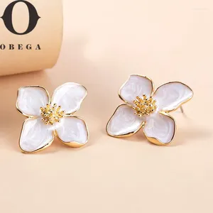 Studörhängen Obega Flower Pink White Flowers Women Earring efter vårens sommar trendiga flickor söta smycken