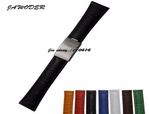 Jawoder Watchband 20mm Erkek Kadın Kahverengi Yeşil Mavi Sarı Beyaz Kırmızı Timsah Çizgiler 11662164926 için gerçek deri izleme kayışı