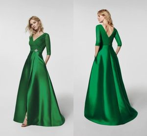 Vestidos de ocasiões especiais de alta qualidade V Neck A Line reuniu corpete dividido saia esmeralda verde elegante e elegante vestidos formais 2018 w9193368