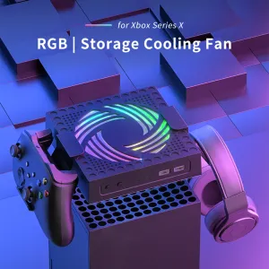 Aksesuarlar RGB Xbox Serisi X Serisi Konsolu için Renkli Soğutma Fanı USB Şarj Portu ile Ayarlanabilir Rüzgar Hızı Isı Yayılma Fanı