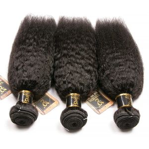 Brasilianska buntar yaki rakt mänskligt hår 8a nonremy kinky 134 till försäljning naturlig färg tjock 240412
