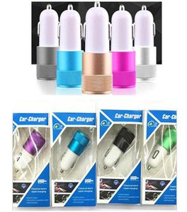 Real 21a Metal Dual USB Port Car Charger Universal 12 Volt 1 2 Amp 2 Carreiros de carro de porta para Samsung HTC LG com varejo PAC3977505