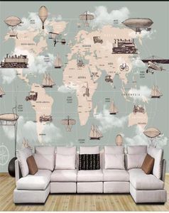 dimensioni personalizzate sfondi 3d wallpaper soggiorno soggiorno per bambini cartone animato cartone animato mappa del mondo divano di divano con sfondo da sfondo non wove9670297