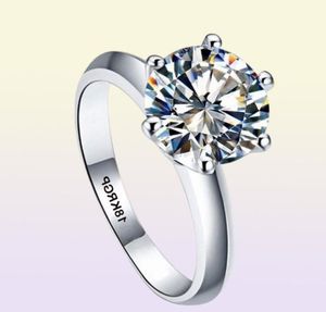Yhamni Real Pure White Gold Anel de ouro 18krgp Anéis de carimbo Conjunto de 3 quilates CZ Diamond Wedding Rings for Women Ring 9806020