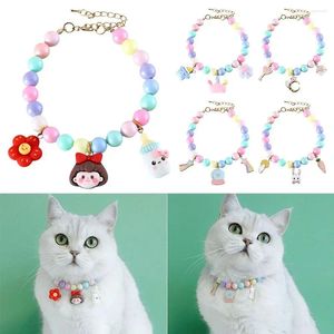 Hundkläder Pet Candy Color Pearl Necklace Collar Ornament för Female Cat Small Medium Puppy Teddy Jewelry Accessories