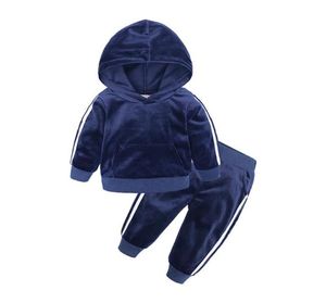 Set di abbigliamento per bambini autunno set di binari per bambini per bambini abiti da moda per bambini maglietta con cappuccio e pantaloni 2 pezzi Suit281M4840959