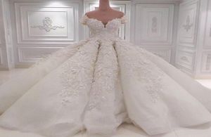 Abiti da sposa di Luxury Off Spalla Crystal 2020 Abiti da sposa in rilievo in rilie