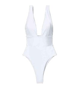 Abito da bagno per inframobilità bianca profonda a V Women Women One Piece Swimsuit Bodysuit5015640