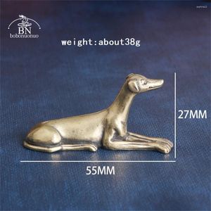 Decorative Figurines Vintage Brass Lying Hunting Dog Desktop Ornament Lucky Zodiac Animal Statue Tea Pet Home Decoration Crafts Accessories