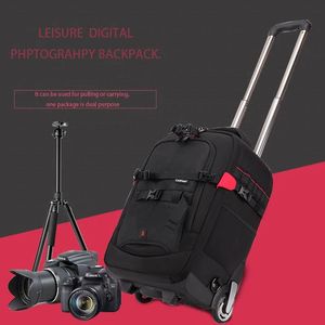 T Yfotop Trolley Camera Bag Professional Trolley Stufme Bag wideo PO Kamera cyfrowa bagaż podróżny plecak 240401