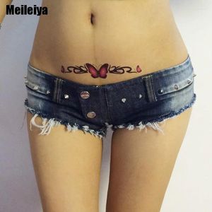 Jeans da donna sexy mini mini mini pantaloncini a doppio pulsante a basso ascesa con la vita con cerniera apertura di cucciolo erotico