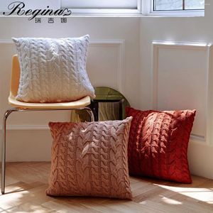 Pillow Regina Scandinavian Twist Cover Cover Beige ROSSO ROSSO ROSSO Design Case morbida Acrilico per divano letto