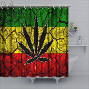 Duschgardiner rasta flaggmönster gardin rök blad på spricka jordstruktur retro vintage stil konst badrum dekor uppsättningar