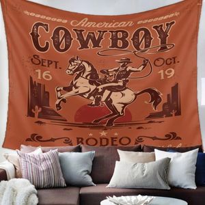 Taquestres de tapeçaria western cowboy tapeçaria retro cavalo sol parede pendurado pendurado quarto quarto sala de estar dormitório decoração de fundo pano