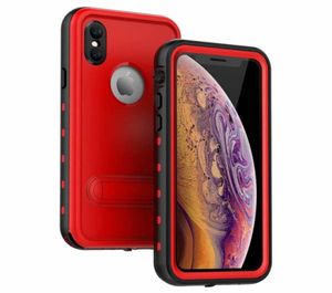 360 Защитите водонепроницаемые чехлы для iPhone XS Max Kickstand Back Передняя вода для плавания плавание мобильное телефон x xr Cover4182957