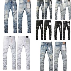 2024 Designer Men Ripped Jeans Black Purple Marca Skinny Jean Pant vintage Branco Denim Streetwear Slim Fit Pants Women Woman Woman Retro Die Jeans Troushers HJ668