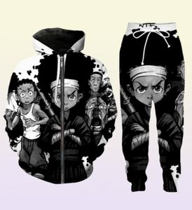 Wydaj nowe Menwomens Boondocks Funny 3D Print Mashing TrackSuits Spodnie Zapip Bluza Zapoczy swobodny Sportswear L0158881569