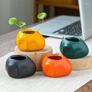 Wazony Flowerpot Ceramiczne mini małe przybory doniczkowe Nieporowaty hydroponiczny moneta miedziana trawa zielona gałka gole