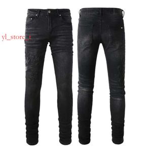 Designer Stack Mens Womens Trend Trousers Man Jeans Designer Jean Purple Jeans Brand Skinny Slim Fit Luxury Hole Ripped Biker Pants Skinny Pant 364