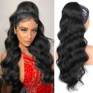 I's A Long Wavy Synthetic Drawstring Clip in Hairpiece Wave Ponytail for Black Women