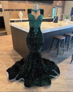 Abiti da festa Elegante velluto scuro Velvet Paiughtones Black Women Black Mermaid Dress for Wedding See Through Gowns