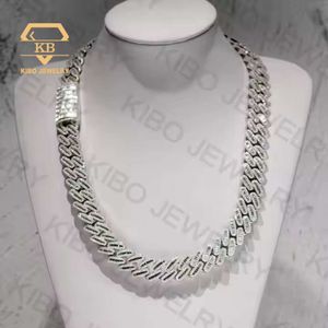 Moissanitkedjor Baguette Cut Diamond 18mm Men Necklace Silver Iced Out VVS Moissanite Cuban Link Chain