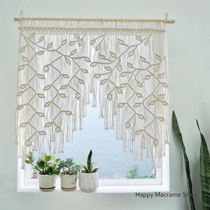 Tapestries Leaf Window Curtain Macrame Door Boho Wall Hanging Valance Home Gift Housewarming