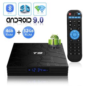 Box T9 TV Box Android 9.0 RK3318 2G 4G RAM 16G 32G 64G ROM Smart TV Box BT4.0 2.4g 5G WiFi 4K HDR YouTube Meida Player Set Top Box Set Top Box