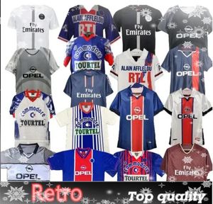 Okocha psges retro paris psgss futbol forması 94 ronaldinho Leroy Adailton 98 99 00 01 02 03 Klasik Rai Anelka Ibrahimovic Camisas de Futebol Vintage Kit Gömlek