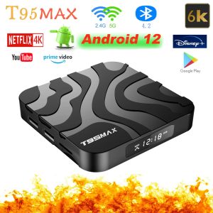 ボックス2022 IP T95マックステレビボックスアンドロイド12 M3UデュアルバンドWIFI 2.4G 5.8G TVBOX BT4.0 6K 1080P ANDROIDスマートメディアプレーヤーファーストトップボックスNEW